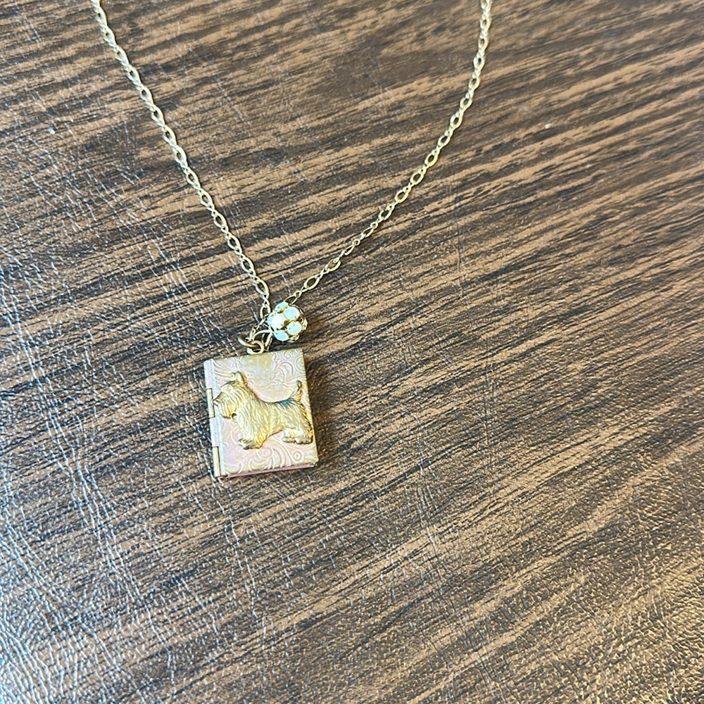 Lenora Dame Scottie Vintage Locket Necklace- on hold for lavender bee - Picture 2 of 8